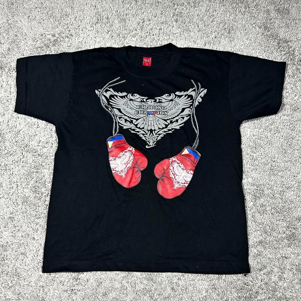 VTG 90s Yalex Gold Filipino Champion Boxing Gloves T-Shirt‎ Men's M Black Retro